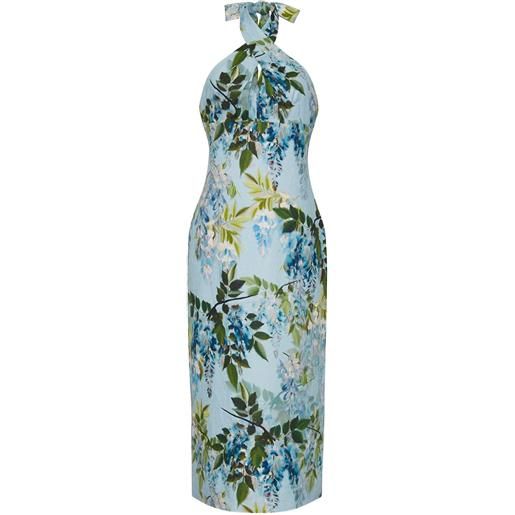 Cara Cara abito a fiori perla con scollo all'americana - blu