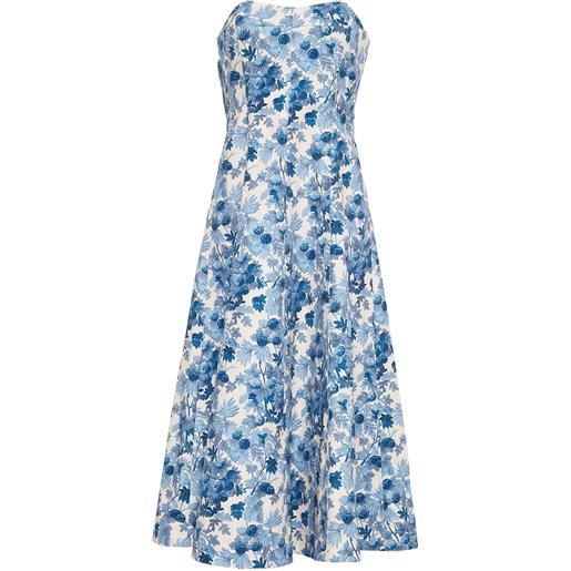 Cara Cara abito da giorno a fiori senza spalline - blu