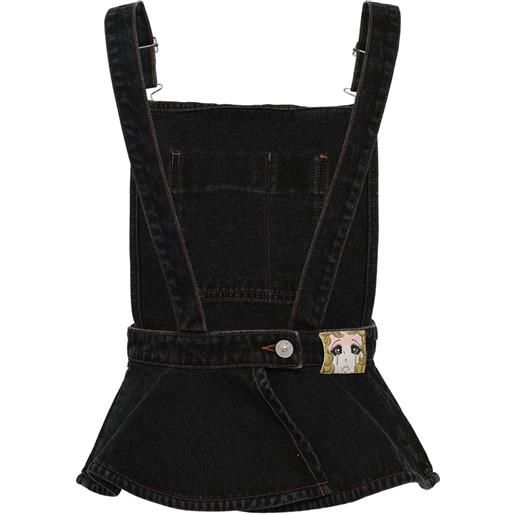 pushBUTTON salopette denim svasata - nero