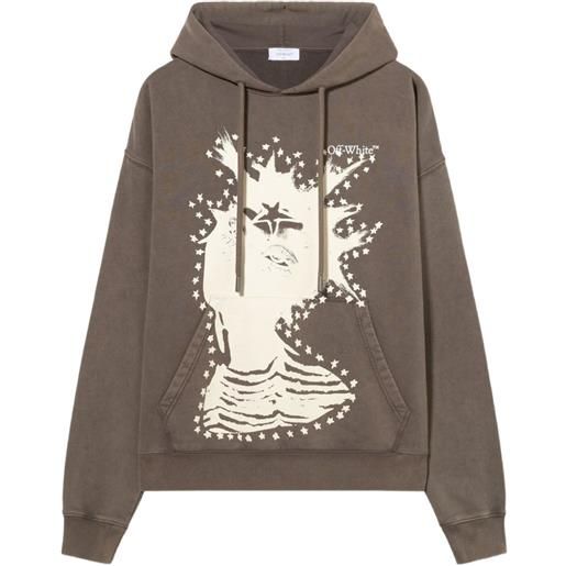 Off-White felpa con stampa grafica e cappuccio - marrone