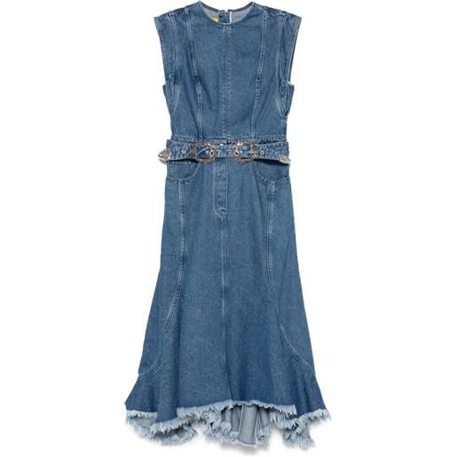 Marques'Almeida abito midi denim con cintura - blu