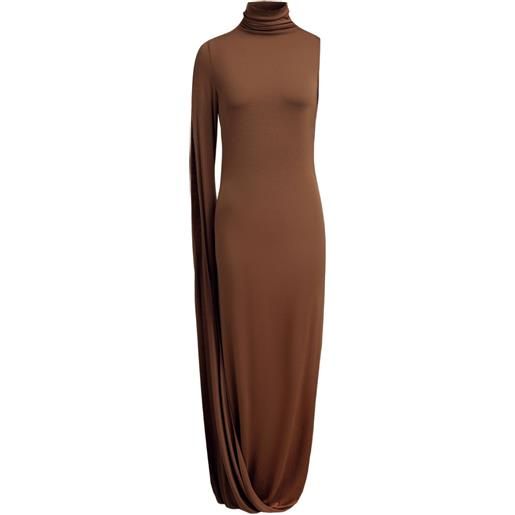 12 STOREEZ abito monospalla lungo drappeggiato - marrone