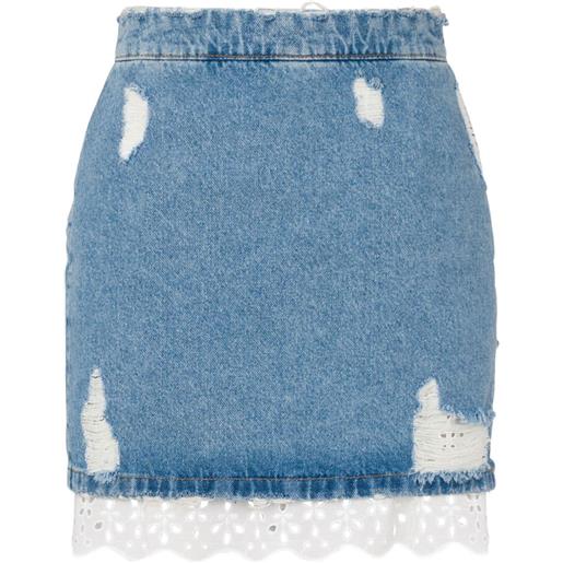MOSCHINO JEANS minigonna denim con rifinitura in pizzo - blu