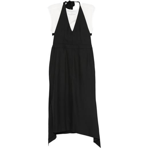 Tela abito corto con scollo a v - nero