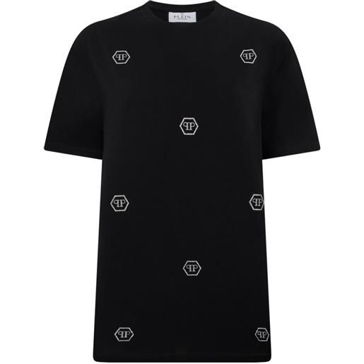 Philipp Plein t-shirt con monogramma di strass - nero