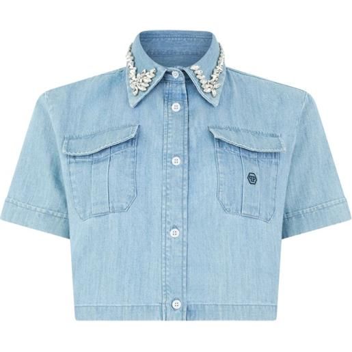 Philipp Plein camicia a maniche corte - blu