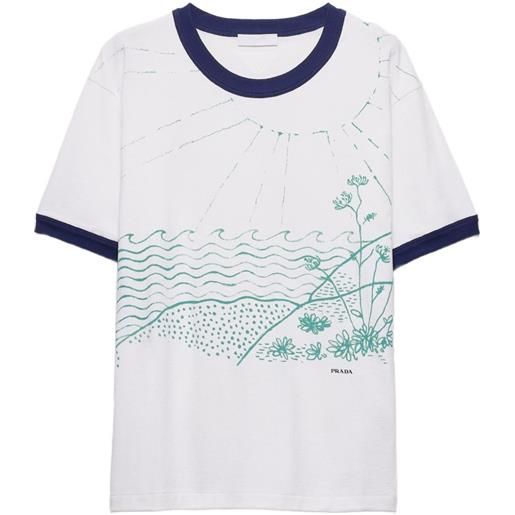 Prada t-shirt in cotone con stampa - bianco