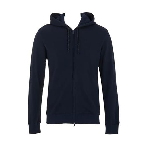 Emporio Armani felpa uomo iconic piquet con cappuccio zip intera marrone s, marrone, s