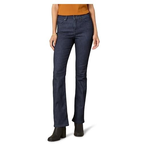 Amazon Essentials jeans elasticizzati a vita media bootcut vestibilità aderente - colori fuori produzione donna, slavato, 50 corto