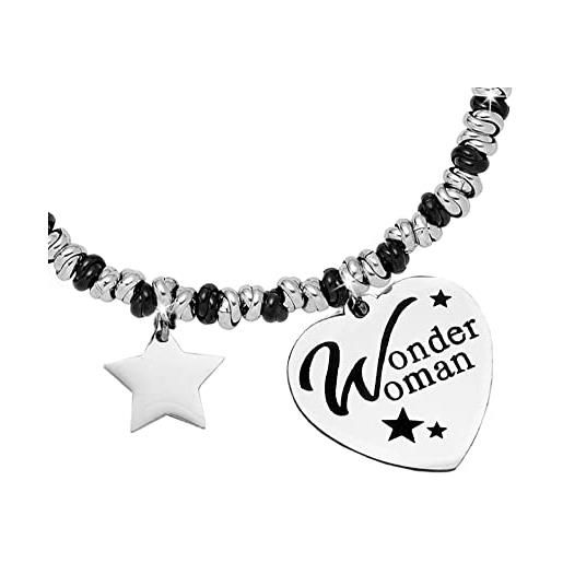 Beloved Bracciale da donna in acciaio Emozionale - frasi, pensieri, parole con charms - incisione su due lati - colore silver (MOD 12 Silver