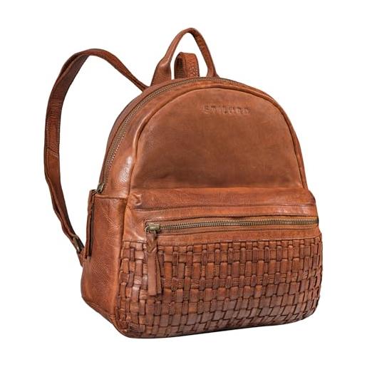 STILORD Karla Elegante Zaino Pelle Donna Moderno Zainetto Piccolo Per Ufficio e Tempo Libero Vintage Backpack in Cuoio Autentico Colore:nero