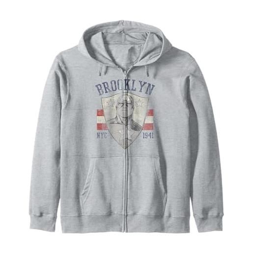 Marvel captain america brooklyn nyc 1941 stripes felpa con cappuccio
