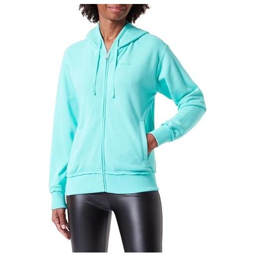 Felpa con cappuccio nera per la prevenzione del cancro al seno, chiusura lampo, maniche lunghe, tasca, coulisse, casual, in pile, Blu, S