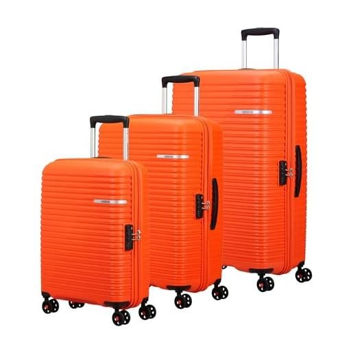 American Tourister trolley liftoff, arancione, set l/m/s, trolley rigido con ruote doppie a 360°