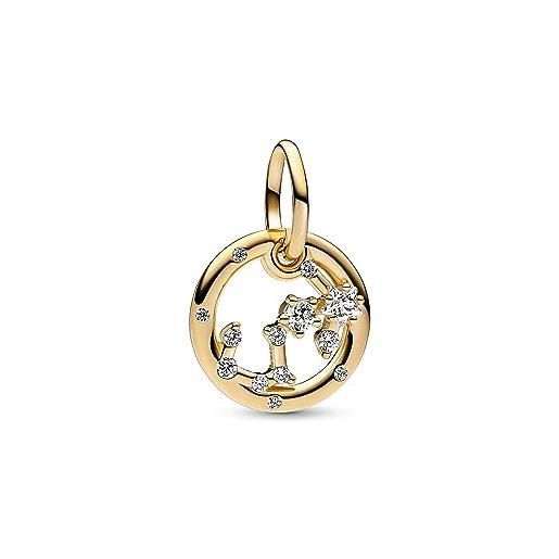 PANDORA pendente moments con segno zodiacale dello scorpione placcato in oro 14 k con zirconi cubici trasparenti