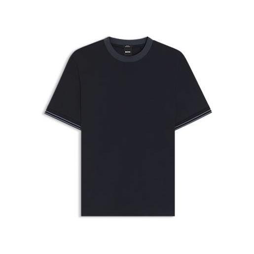 BOSS t-shirt slim fit in cotone mercerizzato con dettagli a contrasto, blu scuro