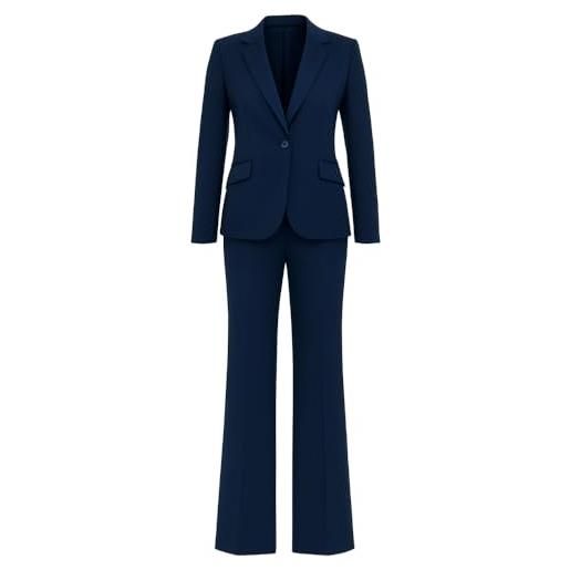 EUTHEÁ tailleur donna elegante in tessuto stretch | blazer monopetto con pantalone classico a gamba dritta | completo giacca e pantalone (it, testo, m, regular, regular, blu)