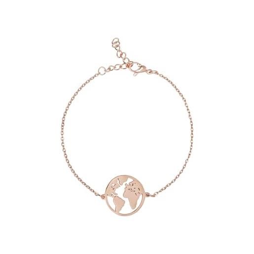 Bracciale Mumbai In Argento 925 Con Ciondoli Viaggio: Valigia, Aereo, Mondo - Idea Regalo Made In Italy Per Lei, 17+2 Cm Regolabile
