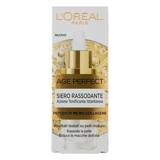 L'Oreal Paris l'oréal paris age perfect siero rassodante peptidi di micro-collagene 30ml, siero viso al collagene, rassoda la pelle, riduce le rughe e macchie dell'età, contrasta 5 anni di rilassamento della pelle