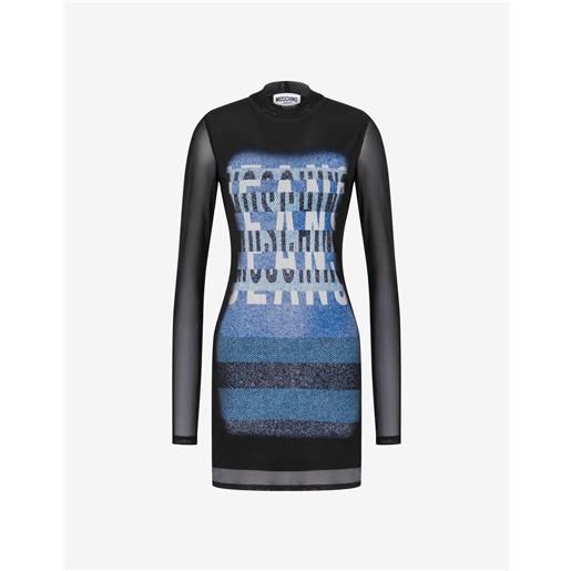 Moschino Jeans - abito in rete stampato - nero