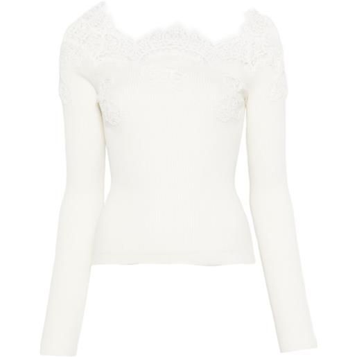 Ermanno Scervino top con rifinitura in pizzo - toni neutri