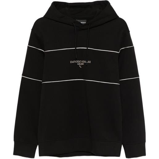 Emporio Armani felpa a righe con cappuccio - nero