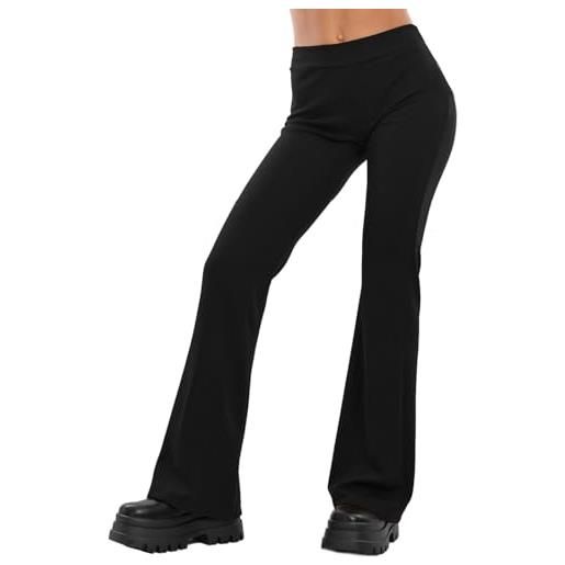 Toocool pantaloni donna campana aderenti flare zampa elefante curvy vb-2148q [56, nero]