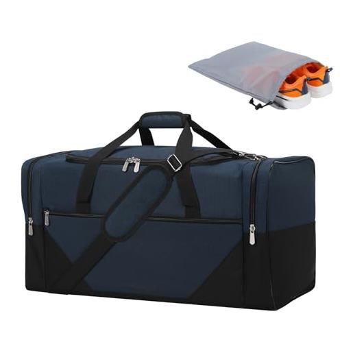 FEYNSINN BERLIN Borsa Da Viaggio In Vera Pelle TROY Grande, Borsone Sport E Weekend Fatta A Mano, Nero