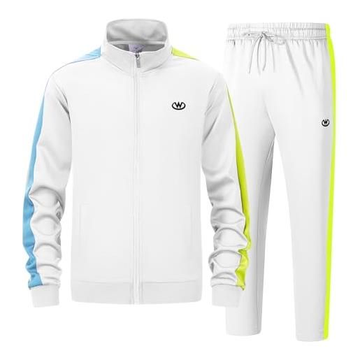 ANOTWENER set di tute da uomo, casual, a maniche lunghe, con chiusura lampo, giacca e pantaloni da jogging, tuta sportiva, jw-7118, xl