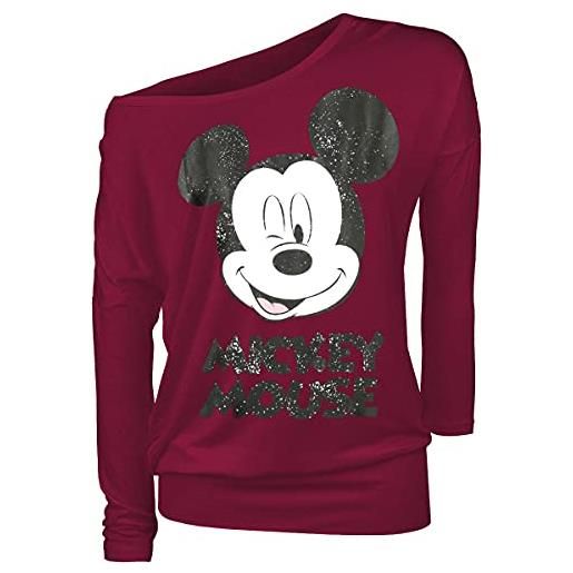 Mickey Mouse minnie & topolino twinkle donna maglia maniche lunghe rosso l 95% viscosa, 5% elasthane largo