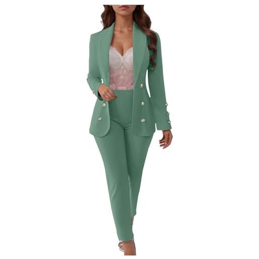 HEONSATI abito cerimonia donna completo da cocktail aperto davanti colletto eleganti tuta ufficio manica lunga con bottoni set due pezzi blazer e pantaloni complete da cerimonia taglie forti per sera party