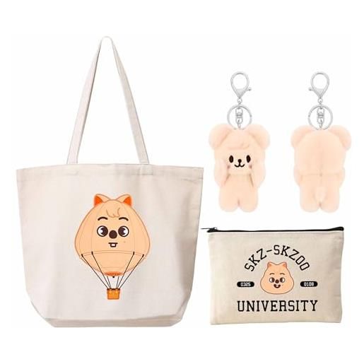KASENFASHION harajuku fan set - streetwear unisex harajuku pacchetto regalo con portachiavi, borsa a tracolla e borsa cosmetica per fan, beige-h. , 45*35*15cm, beauty case