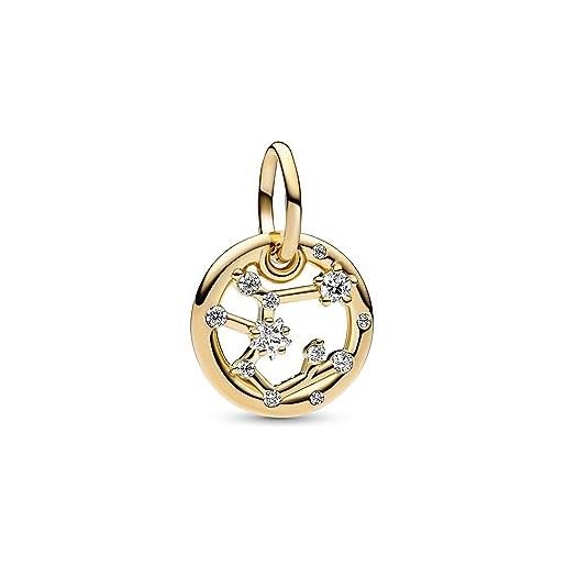 PANDORA pendente moments con segno zodiacale del sagittario placcato in oro 14 k con zirconi cubici trasparenti