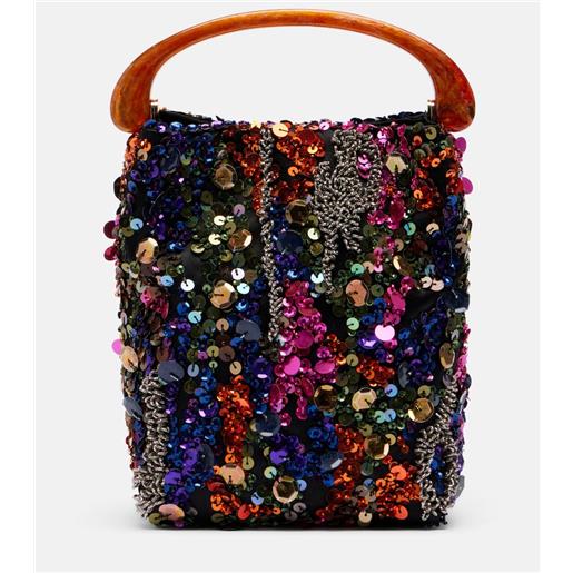 Dries Van Noten borsa crisp small in raso con paillettes