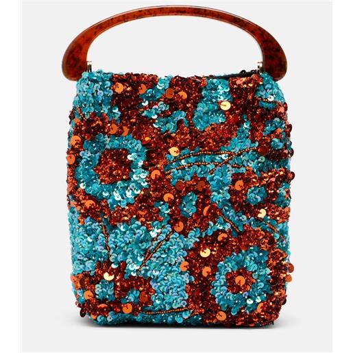 Dries Van Noten borsa crisp small in raso con paillettes