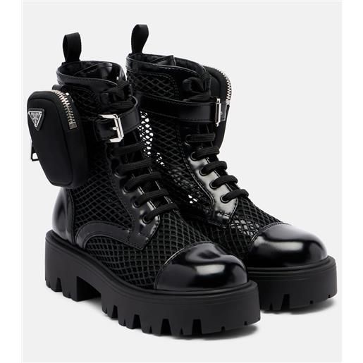 Prada anfibi in mesh con pelle