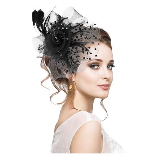 Cappello in feltro blu navy con piume di pavone per matrimonio, fascinator in feltro blu per la madre della sposa, fascinator con piume blu per un invitato a un matrimonio invernale
