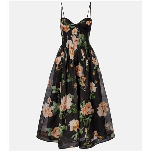 Zimmermann abito bustier luna in organza di lino e seta