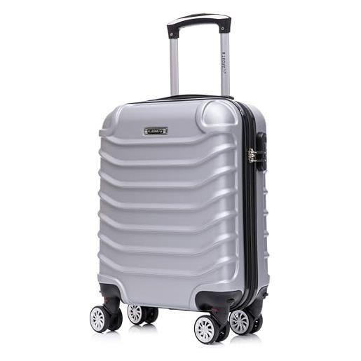 Trolley Da Cabina Bagaglio A Mano SAMMY 20" 43 Litri, 55x35x20 Cm Ideale Per EasyJet Ryanair Alitalia Wizzair Trolley Abs Policarbonato Azzurro 89684512