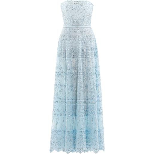 Saiid Kobeisy abito lungo con ricamo - blu