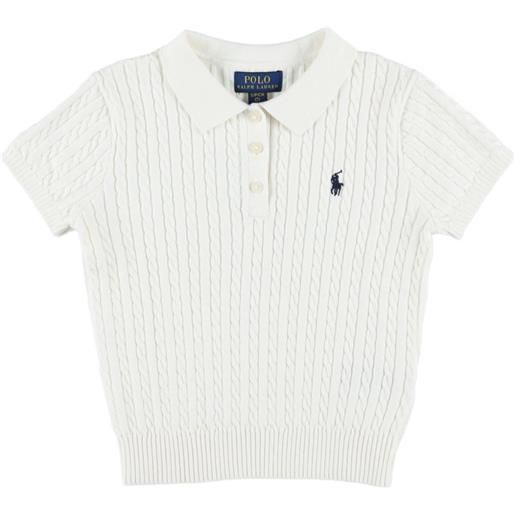 POLO RALPH LAUREN KIDS polo in maglia - bianco