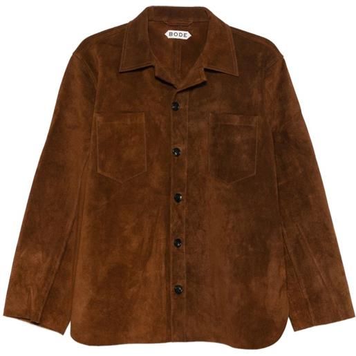 BODE giacca-camicia in pelle scamosciata - marrone