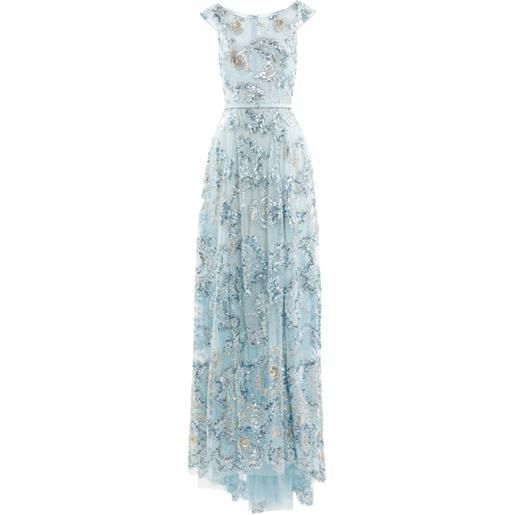Saiid Kobeisy abito lungo con cristalli - blu