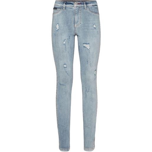Philipp Plein jeans skinny con effetto vissuto - blu