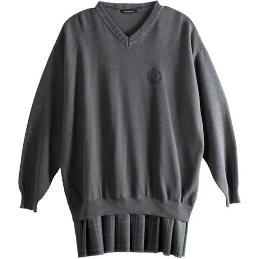 Balenciaga abito plissettato con scollo a v - grigio