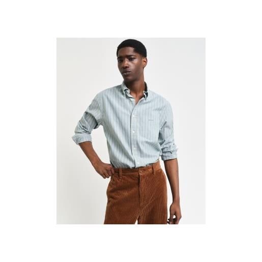 Gant per uomo. 3240169 camicia d'archivio vestibilità regolare in oxford a righe verdi [3170205], casual, verde, manica lunga, cotone biolog