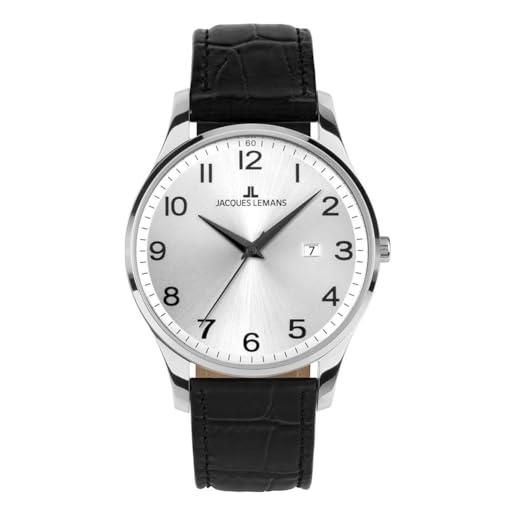 JACQUES LEMANS Orologio Sportivo Cronografo 42-2B – Quadrante Blu, Cinturino In Pelle