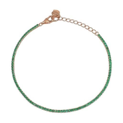 Bracciale tennis in argento sterling placcato oro con pietre di zirconia cubica rossa - Italia