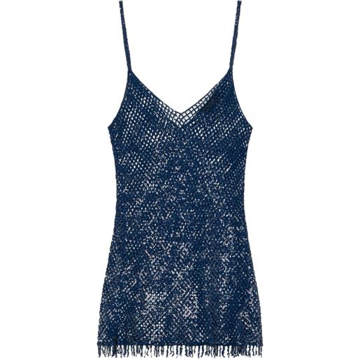 Alanui abito corto nothing but light con frange - blu