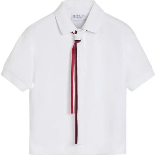 Brunello Cucinelli Kids polo con cravatta - bianco